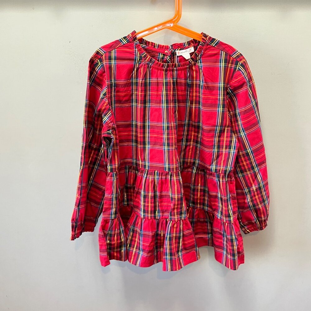 Crwecuts Girls' tiered‎ top in red Stewart tartan- XL